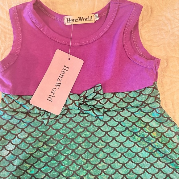 NWT Purple and Green Kids Casual Dress Mermaid 12-18month Vacation Princess - Picture 5 of 10